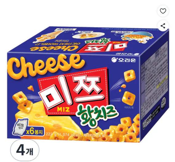 오리온 미쯔 황치즈 6p, 222g, 4개